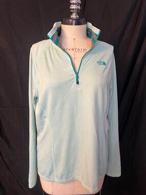 The North Face Light Aqua Half-Zip Pullover with Teal Trim